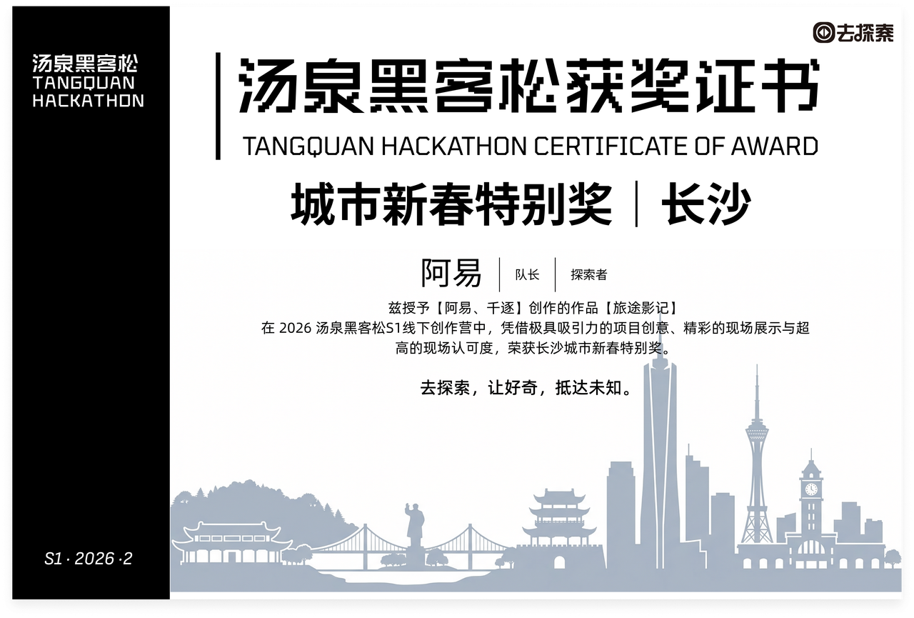 全国黑客松AI编程产品开发比赛获新春特别奖 - 团队获奖证书